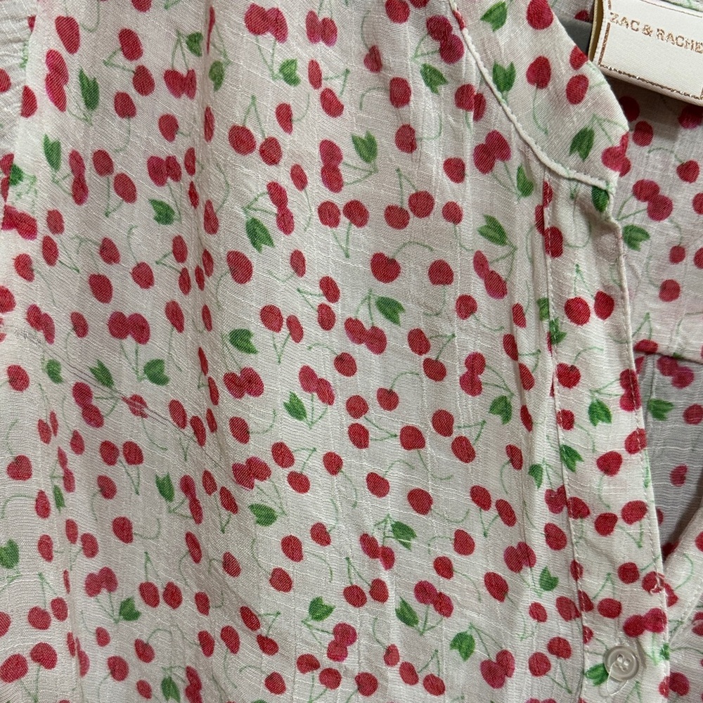 🍒 Cherry Print Women's Top - Red and Green - Picture 2 of 6